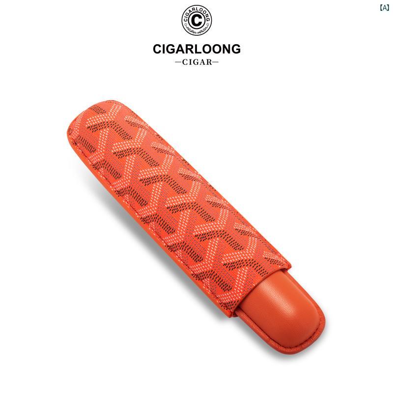 タバコグッズ　タバコ用品　かっこいい　大人 CIGARLOONG シガーケース シングル トラベル サイズ ポータブル 牛革 シガー モイスチャライザー ケース CH 24 DT