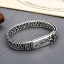 メンズ レディース ファッション アクセサリー オシャレ グリーンストーン つる草 パターン 編組 タイ シルバーブレスレット ボーイズ レディース レトロ エスニック