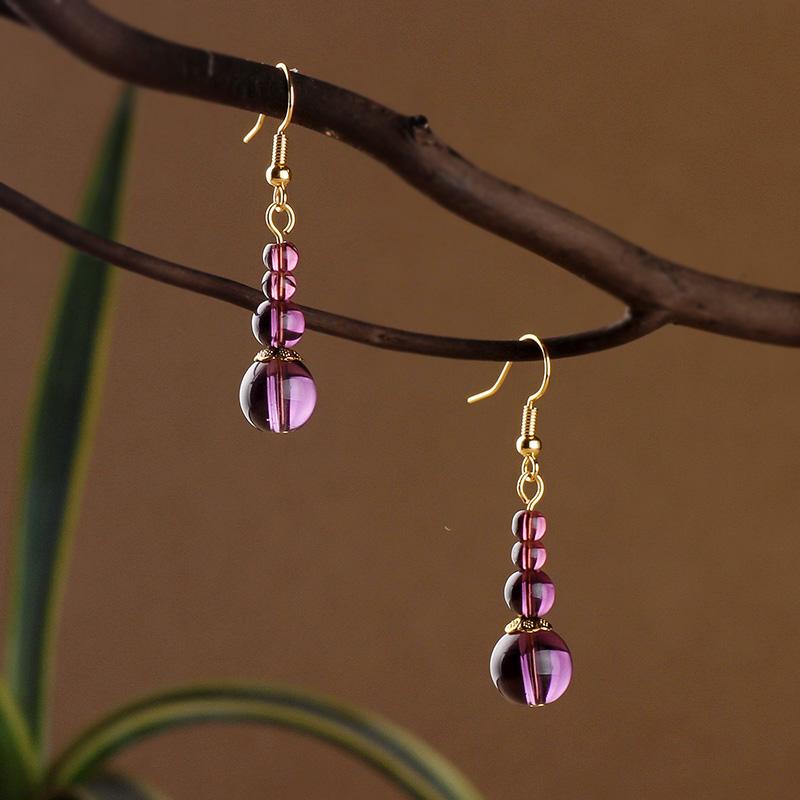 ヘア　ヘアピン　レディース　レディース　上品　綺麗　風情 レディース イヤリング ロング シンプル アメジスト フレッシュ レトロ エスニック ジュエリー