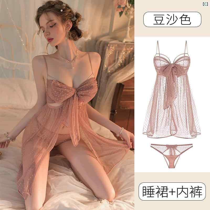 レディース　ファッション　室内　パジャマ ビクトリア セクシー パジャマ 魅惑的 貧 乳 サスペンダー ナイトガウン 夏 ネグリジェ セット
