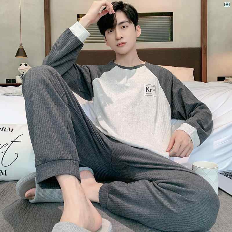 レディース　ファッション　室内　パジャマ ビクトリア パジャマ 男性用 春秋 コットン 長袖 ズボン ティーンエイジャー 大きいサイズ 屋外着用 可能 ホーム 服 セット