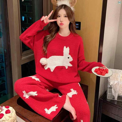 ビクトリア かわいい ウサギ ソフト パジャマ 冬 レディー スレッド 干支 コーラル ベルベット ホーム 服 セット ビクトリア かわいい ウサギ ソフト パジャマ 冬 レディー スレッド 干支 コーラル ベルベット ホーム 服 セット