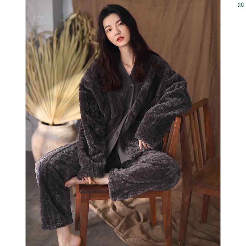 パジャマ　オシャレ　大人 ビクトリア 春秋　冬 レディース パジャマ コーラル ベルベット 厚手 ホームウェア アウター スーツ