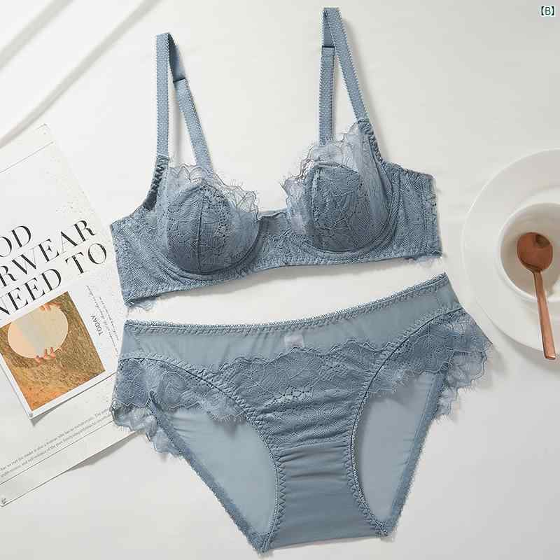 パジャマ　オシャレ　大人 ビクトリア ホワイト 下着 レディース 極薄 プッシュアップ 貧 乳 横 魅惑的 ブラジャー セット 薄手 大きい 胸 小柄 く