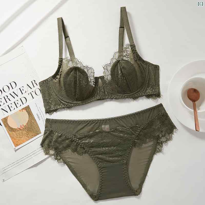 パジャマ　オシャレ　大人 ビクトリア ホワイト 下着 レディース 極薄 プッシュアップ 貧 乳 横 魅惑的 ブラジャー セット 薄手 大きい 胸 小柄 く