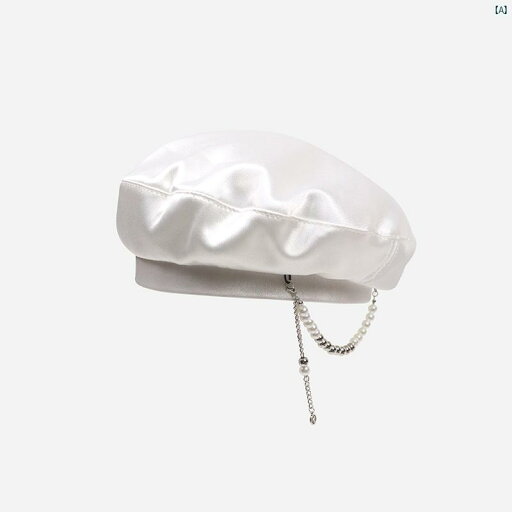 レディース ファッション 帽子 かわいい オシャレ レトロ パール チェーン ベレー 帽 レディースカジュアルファッション シルケット 布 ホワイト レディース 画家帽子 レディース ファッション 帽子 かわいい オシャレ レトロ パール チェーン ベレー 帽 レディースカジュアルファッション シルケット 布 ホワイト レディース 画家帽子
