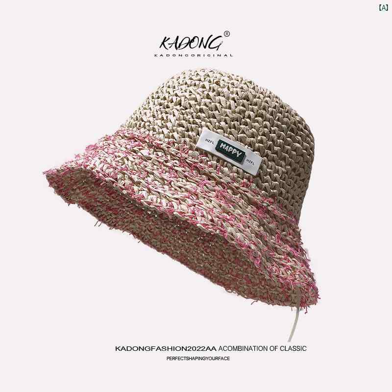 レディース　ファッション　帽子　オシャレ　かわいい帽子　 かわいい 夏用 麦わら 帽 韓国 顔 出し 小柄 つば 大きい 日よけ 日焼け防止 ビーチ 帽子 おしゃれ