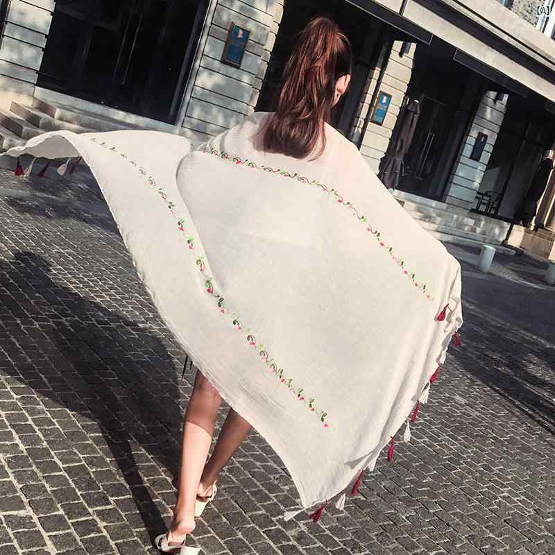 帽子　日除け　日陰 レディース エスニック スカーフ 夏 日焼け防止 ショール ビーチ タオル 韓国 大きめ サイズ 多機能 ガーゼ