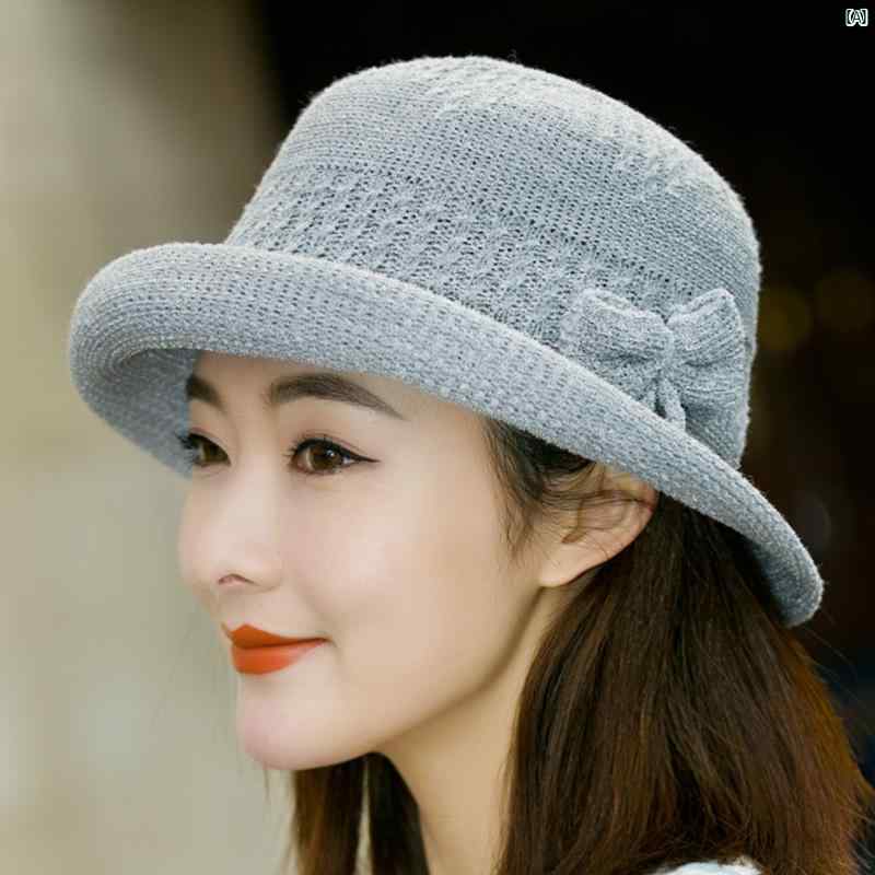 レディース　大人　お母さん　ママ　買い物　外出 春 ニット フィッシャーマン ハット 芸術的 日焼け防止 帽子 秋 夏 韓国 英国 バケット