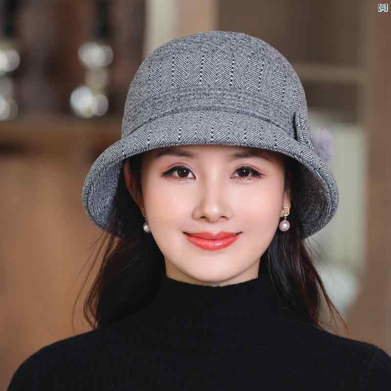 レディース　大人　お母さん　ママ　買い物　外出 秋冬 おしゃれ バケット ハットおばあちゃん用 冬用 暖かい 帽子 布