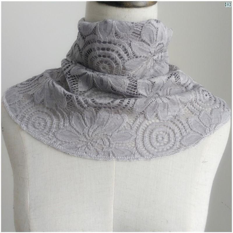 レディース レースプルオーバー 小柄 スカーフ 首 肩 プロテクター フェイク インナー カラー 韓国 装飾