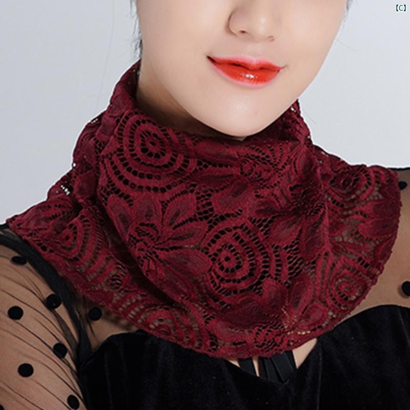 レディース レースプルオーバー 小柄 スカーフ 首 肩 プロテクター フェイク インナー カラー 韓国 装飾