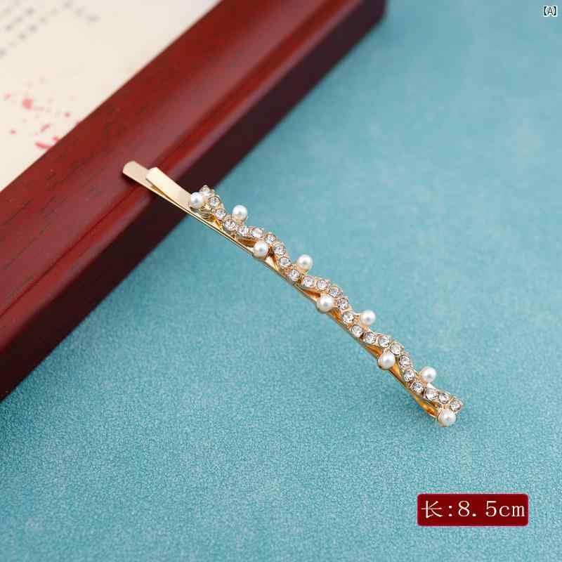 クリップ 頭飾り ラインストーン ヘア レディース 前髪 額 一文字 シンプル サイド レディース側 韓国