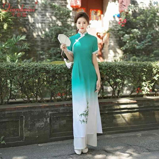 チャイナドレス 中華ドレス 綺麗 オシャレ 大人 服 ファッション Qianbaisi ハイエンド ステージ キャットウォーク チャイナ スーツ アオザイ ワイド レッグ パンツ エレガント 中華風 パフォーマンス 衣装 レディース チャイナドレス 中華ドレス 綺麗 オシャレ 大人 服 ファッション Qianbaisi ハイエンド ステージ キャットウォーク チャイナ スーツ アオザイ ワイド レッグ パンツ エレガント 中華風 パフォーマンス 衣装 レディース