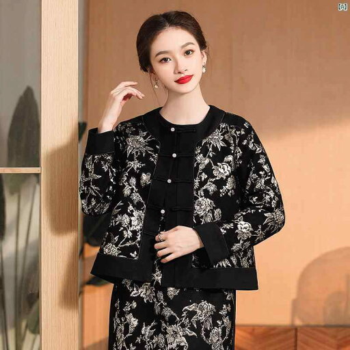 チャイナドレス 中華ドレス 綺麗 オシャレ 大人 服 ファッション 秋冬 つれた パターン ジャカードジャケット レトロ 中華風 チャイナ トップ 唐 スーツ チャイナドレス 中華ドレス 綺麗 オシャレ 大人 服 ファッション 秋冬 つれた パターン ジャカードジャケット レトロ 中華風 チャイナ トップ 唐 スーツ