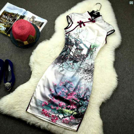 チャイナドレス 中華ドレス 綺麗 オシャレ 大人 服 ファッション 夏 レディース レトロ 中華風 若々しい ポジショニング プリント 桑 チャイナ スカート ドレス チャイナドレス 中華ドレス 綺麗 オシャレ 大人 服 ファッション 夏 レディース レトロ 中華風 若々しい ポジショニング プリント 桑 チャイナ スカート ドレス