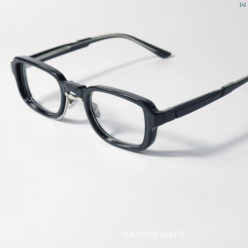 前衛的かつ 未来的 メカニカル パンク ブルー ライト カット メガネ 近視 狭 額縁 フレーム フラット 組み合わせる