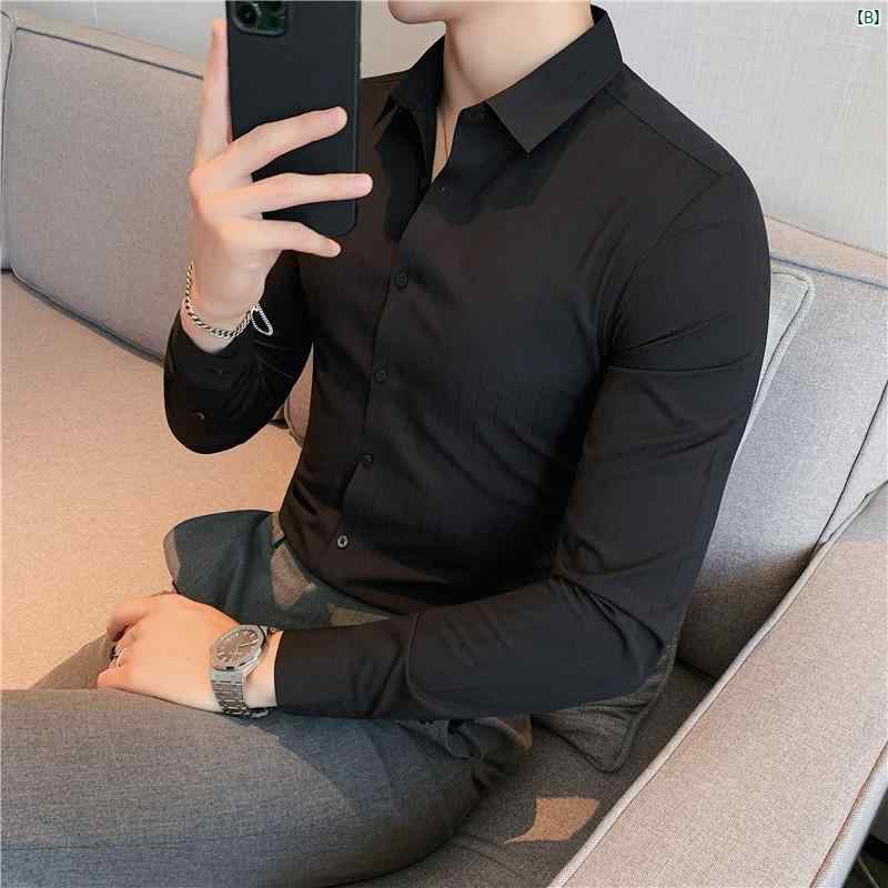 メンズ　メンズファッション　ファッション　フォーマル ドレイ ピー シームレス 冷感 長袖 シャツ 男性用 英国 ビジネス カジュアル ハイエンド ストライプシャツ 男性 スリム フォーマルウェア