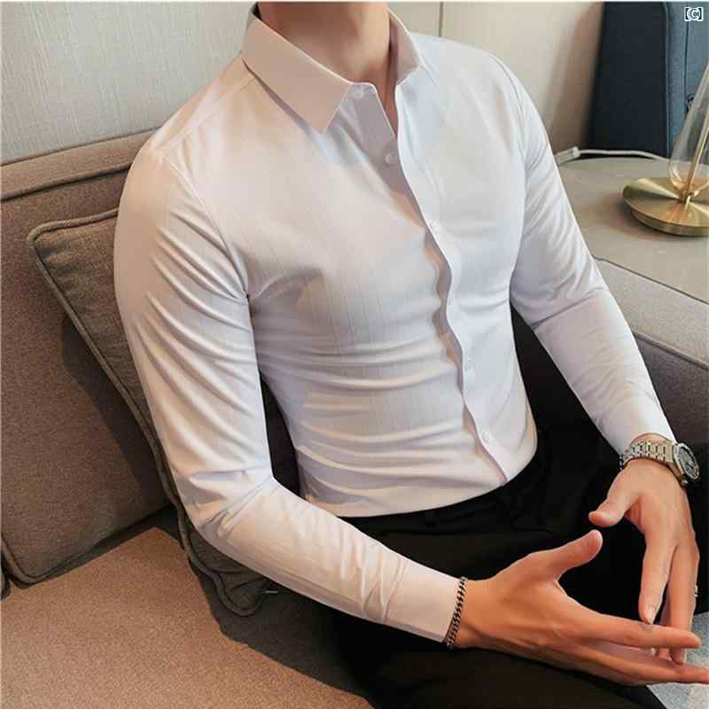 メンズ　メンズファッション　ファッション　フォーマル ドレイ ピー シームレス 冷感 長袖 シャツ 男性用 英国 ビジネス カジュアル ハイエンド ストライプシャツ 男性 スリム フォーマルウェア