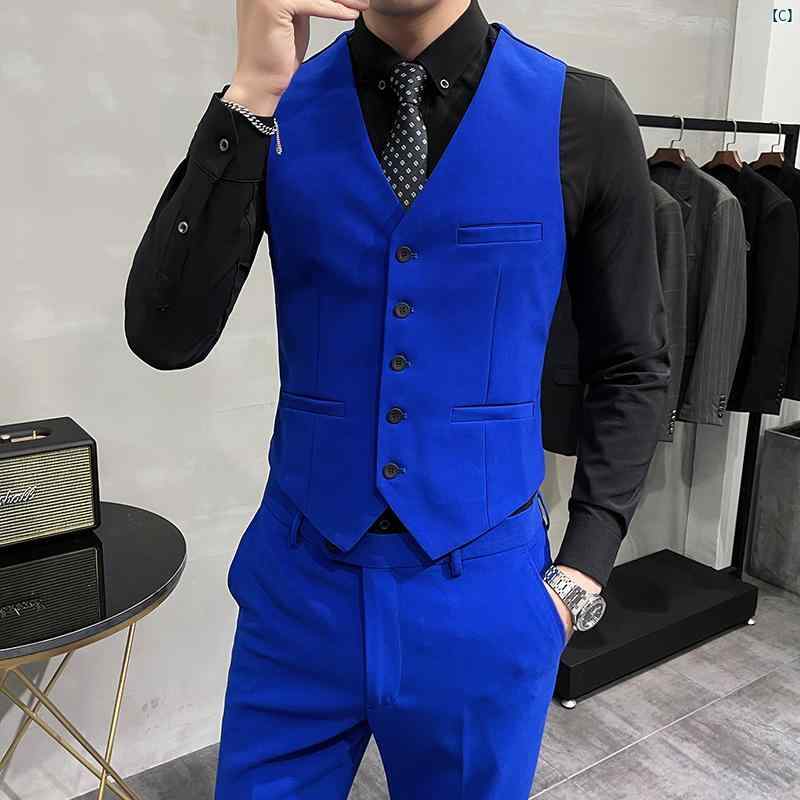 メンズ　メンズファッション　スーツ　フォーマル 明るい 色 ベスト メンズスーツ スリム KTV バー 作業着 ファッション スーツ