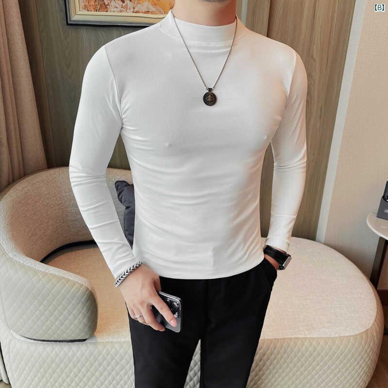 メンズ　メンズファッション　フォーマル メンズ 長袖 Tシャツ 秋冬 スリム ストレッチ小 襟 コットン ボトム シャツ メンズスーツ インナートップ