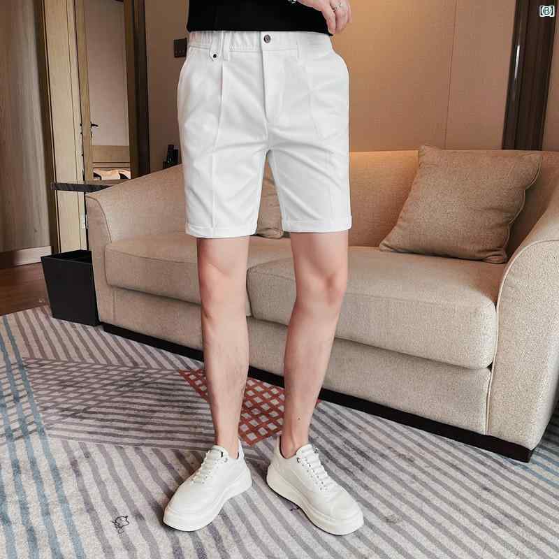 メンズ　メンズファッション　フォーマル スーツ ショーツ メンズ スリム 夏 薄手 伸縮性 ウエスト 1667mm 丈 パンツ 韓国 カジュアル ストレート