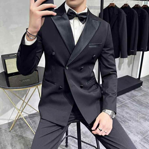 メンズ メンズファッション フォーマル 男性用 タキシード ダブルブレスト スーツ スリム ビジネス 新郎 結婚式 披露宴 ドレス 小柄 2点 メンズ メンズファッション フォーマル 男性用 タキシード ダブルブレスト スーツ スリム ビジネス 新郎 結婚式 披露宴 ドレス 小柄 2点