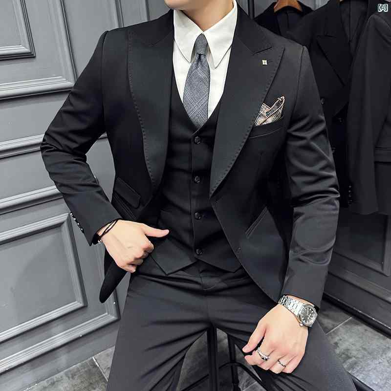 メンズ　メンズファッション　フォーマル メンズビジネス カジュアル フォーマルウェア カラー 新郎 結婚式 スーツ 秋冬 厚手 ダブル スリット ドレス