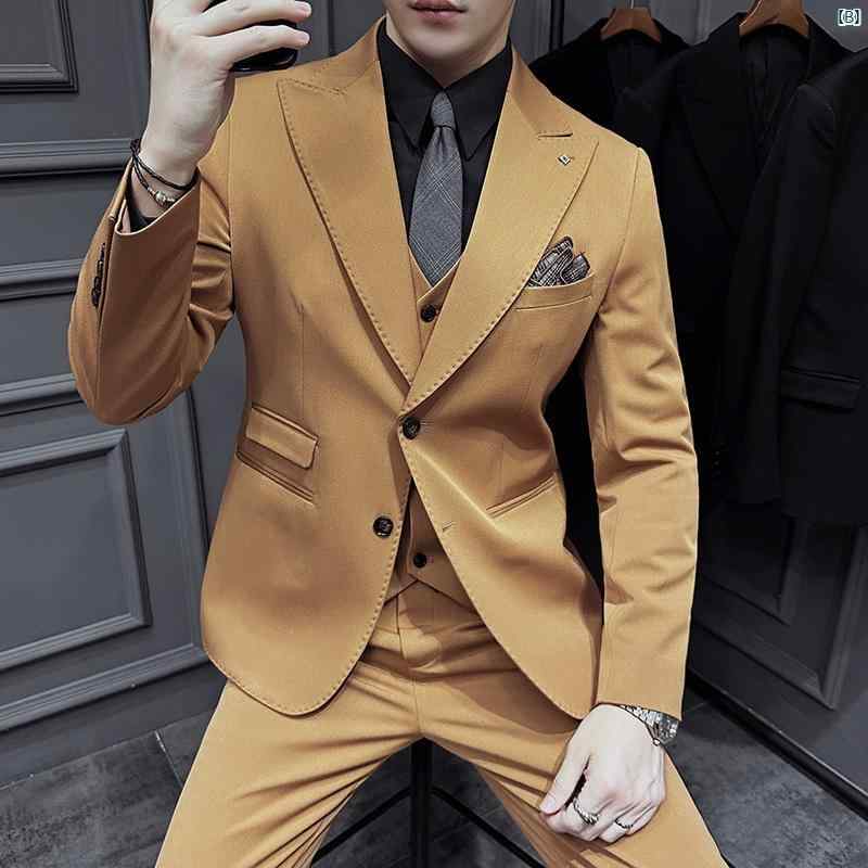 メンズ　メンズファッション　フォーマル メンズビジネス カジュアル フォーマルウェア カラー 新郎 結婚式 スーツ 秋冬 厚手 ダブル スリット ドレス