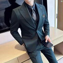 メンズ メンズファッション フォーマル 男性用 スーツ スリムフィット 新郎 ビジネス ダブル スリット 付き 高級 ウェディングドレス 韓国 小柄(4)