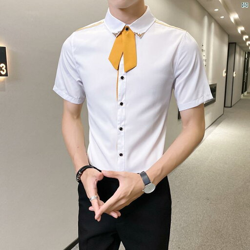 メンズ メンズファッション フォーマル 男子 ガールズ 半袖 シャツ 夏用 薄手 作業着 KTV ホテル クラブ ウェイターノー アイロン メンズ メンズファッション フォーマル 男子 ガールズ 半袖 シャツ 夏用 薄手 作業着 KTV ホテル クラブ ウェイターノー アイロン