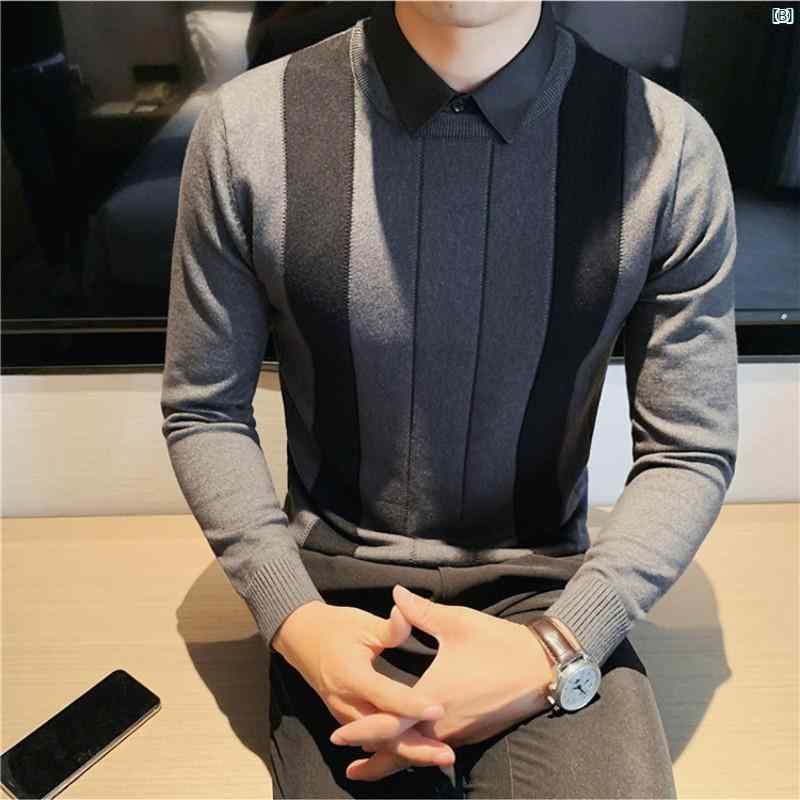 メンズ　メンズファッション　フォーマル 秋冬 休暇 2点 セーター メンズシャツ 襟 スリム ニット ビジネス フォーマルウェア 厚手 ベルベット インナー レイヤリング シャツ