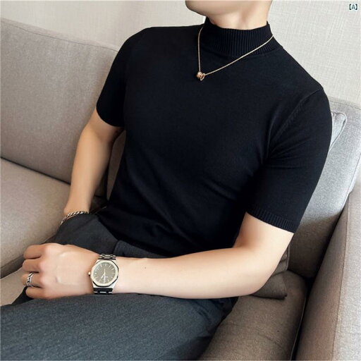 メンズ メンズファッション フォーマル ハーフ タートルネックニット Tシャツ メンズ 半袖 スリム 春秋 韓国 シャツ ストレッチ 薄手 タイト セーター メンズ メンズファッション フォーマル ハーフ タートルネックニット Tシャツ メンズ 半袖 スリム 春秋 韓国 シャツ ストレッチ 薄手 タイト セーター