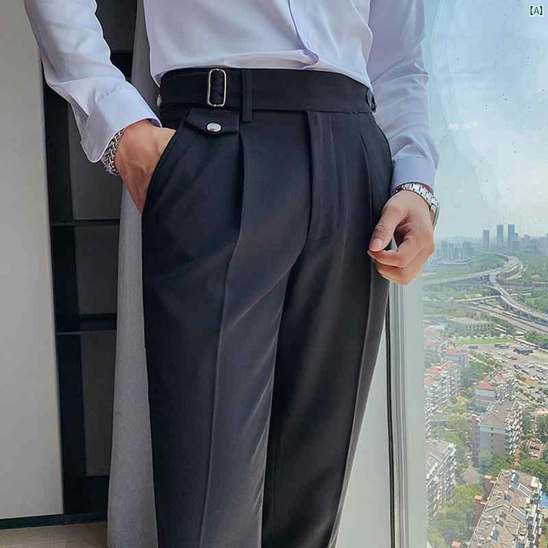 メンズ　メンズファッション　フォーマル メンズ ナポリ パンツ 高級 韓国 フォーマル ハイウエスト 脚 長 カジュアル 裾細 スーツ