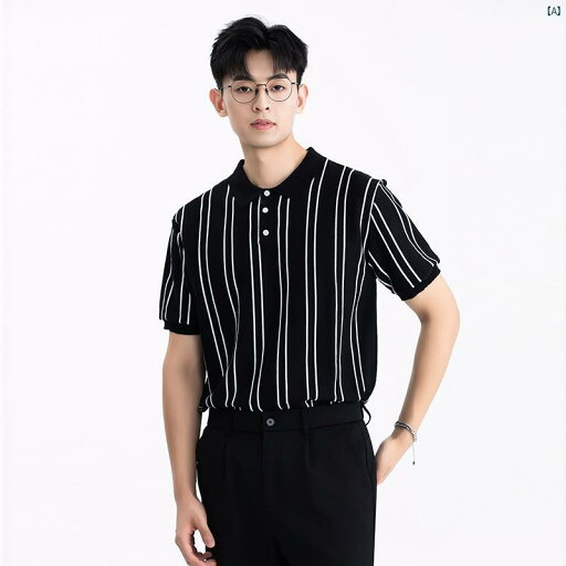 韓国ファッション オシャレ メンズ メンズファッション ファッション ストライプニット 冷感 半袖 ポロシャツ 男性用 カジュアル 和風 Tシャツ 韓国ファッション オシャレ メンズ メンズファッション ファッション ストライプニット 冷感 半袖 ポロシャツ 男性用 カジュアル 和風 Tシャツ