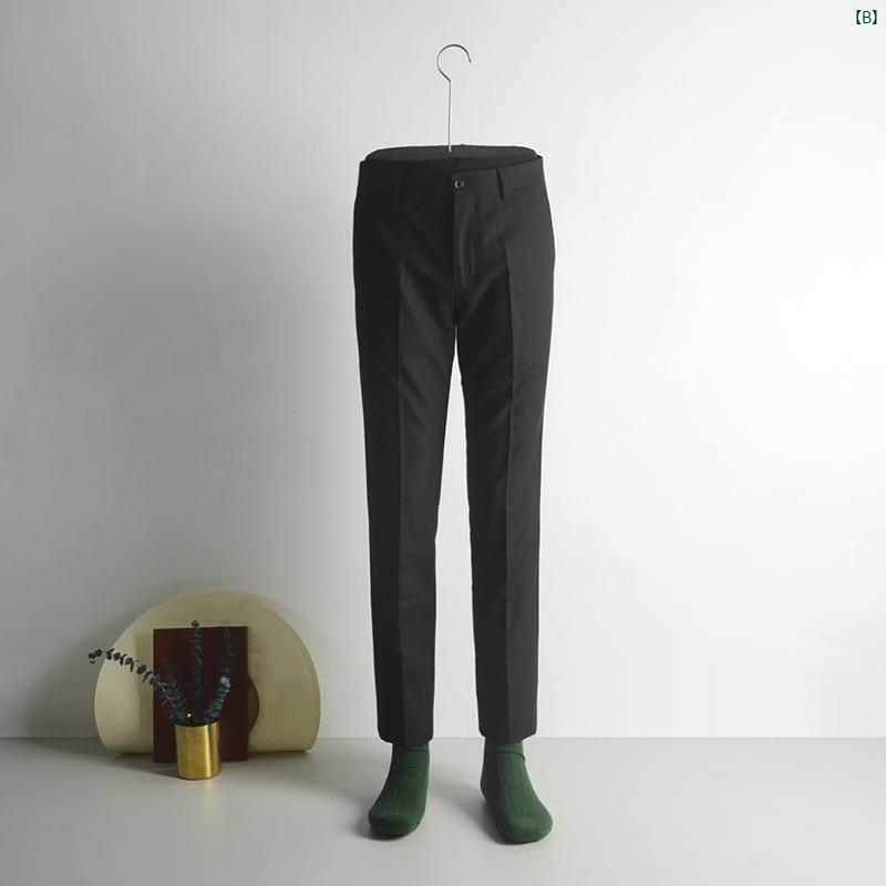 メンズ　ファッション　ユニフォーム　バー BIGGEZI 韓国 ブラック スリムフィット パンツ 仕事 日常 結婚式用 ライト ビジネス