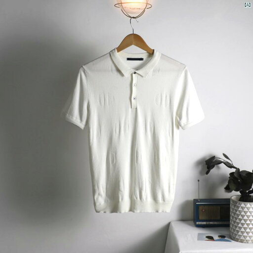 メンズ ファッション ユニフォーム バー BIGGEZI 文学 水玉 ジャガード セーター 半袖 Tシャツ フレッシュ ポロシャツ メンズ ファッション ユニフォーム バー BIGGEZI 文学 水玉 ジャガード セーター 半袖 Tシャツ フレッシュ ポロシャツ