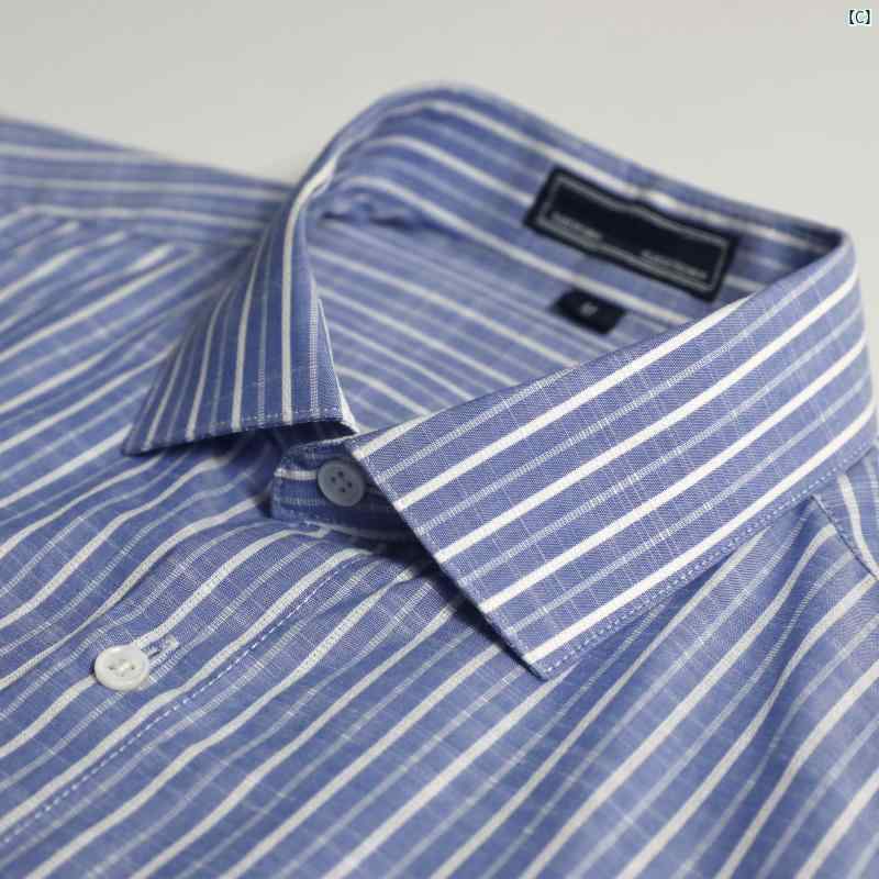 メンズ　ファッション　ユニフォーム　バー シャツ 複数 選択肢 ブルー ブラックノー アイロン スリムフィット 縦 ストライプ スタイリッシュ シンプル