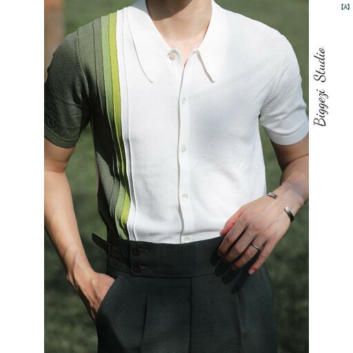 メンズ ファッション ユニフォーム バー 複数 色 英国 レトロ 半袖 セーター ストレッチ 通気性 Tシャツ イタリア 紳士 軽量 高級感 快適 ポロシャツ メンズ ファッション ユニフォーム バー 複数 色 英国 レトロ 半袖 セーター ストレッチ 通気性 Tシャツ イタリア 紳士 軽量 高級感 快適 ポロシャツ