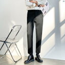 メンズ ファッション メンズファッション 大人 男性用 夏用 薄手 カジュアル パンツ スリムフィット 韓国 ハイエンド ブラック 九分丈 スモール スーツ ストレート ドレープ アイロン 不要