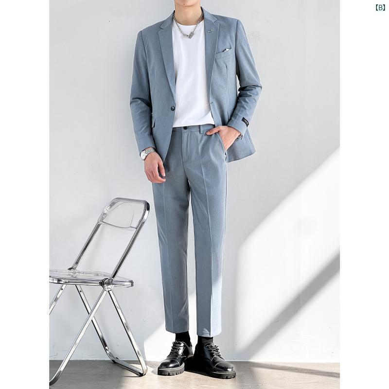 メンズ　ファッション　メンズファッション　大人　 春夏 スーツ メンズ 2点 韓国 スリム 花婿 付添人 新郎 結婚式 ウェディング