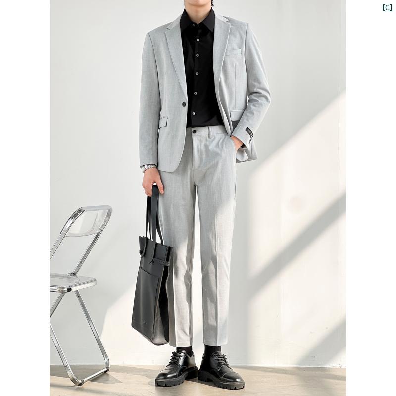 メンズ　ファッション　メンズファッション　大人　 春夏 スーツ メンズ 2点 韓国 スリム 花婿 付添人 新郎 結婚式 ウェディング