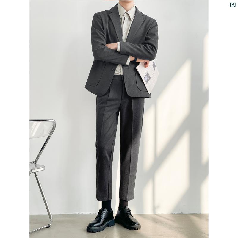 メンズ　ファッション　メンズファッション　大人　 秋冬 厚手 ウール スーツ メンズカジュアル 韓国 高級 新郎 結婚式 ビジネス フォーマルスーツ