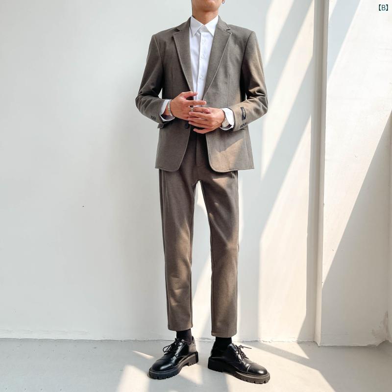 メンズ　ファッション　メンズファッション　大人　 秋冬 厚手 ウール スーツ メンズスーツ 韓国 ファッション メンズヤング ビジネス カジュアル