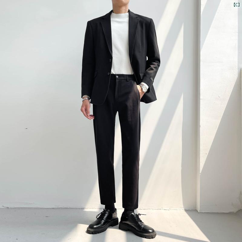 メンズ　ファッション　メンズファッション　大人　 秋冬 厚手 ウール スーツ メンズスーツ 韓国 ファッション メンズヤング ビジネス カジュアル