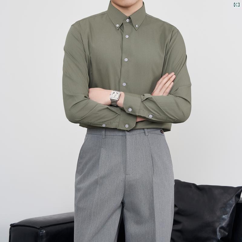 メンズ　ファッション　メンズファッション　大人　 高級 ブラック シャツ メンズ 長袖 スリム 韓国 ビジネス フォーマル メンズカジュアル ファッション 伸縮性ノー アイロン
