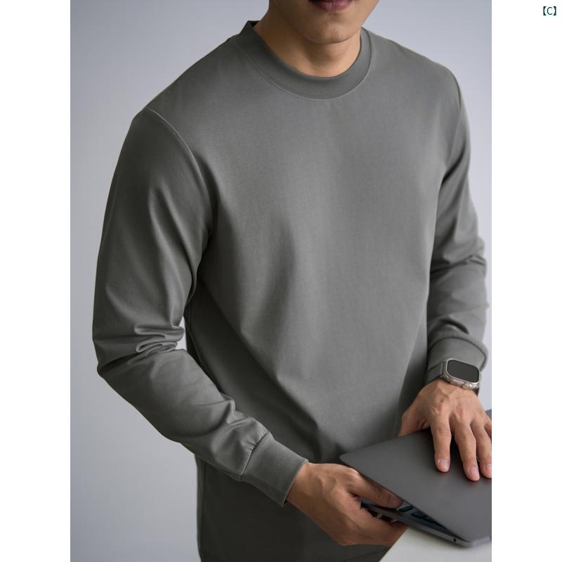 メンズ　ファッション　メンズファッション　大人　 秋新 2 グラム ハイエンド ソロ ナ コットン Tシャツ メンズ 長袖 カジュアル 耐久性