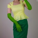 レディース 衣装 コスプレ パフォーマンス 日焼け防止用 長さ 50 cm 肘上 スパンデックス 手袋 ローズレッド 付き マルチ カラー 伸縮性 レトロ ドレス