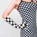 レディース 衣装 コスプレ 40センチメートル 市松 模様 ロング 手袋 少 少女 誇張 キャットウォーク レーシングスーツ 子供 T ステージ パフォーマンス 写真撮影