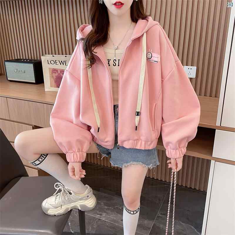 レディース レディース ファッション 上品　大人ファッション フード付き ショート スウェットシャツ カーディガンジャケット レディース 春秋 カジュアル 薄手 トップ